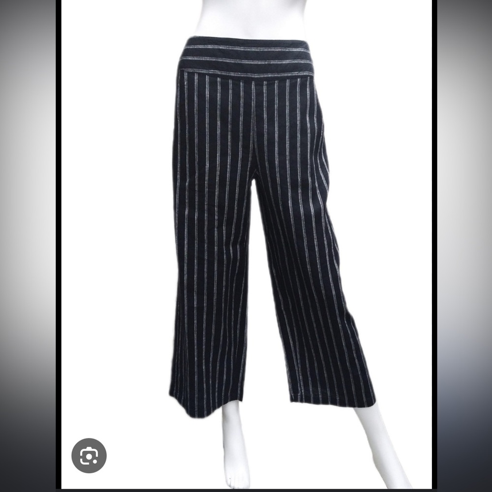 Habitat striped linen wide leg crop